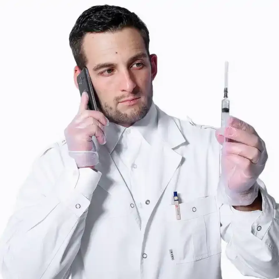 Doctor cu privire pătrunzătoare, captând esența medicinei moderne